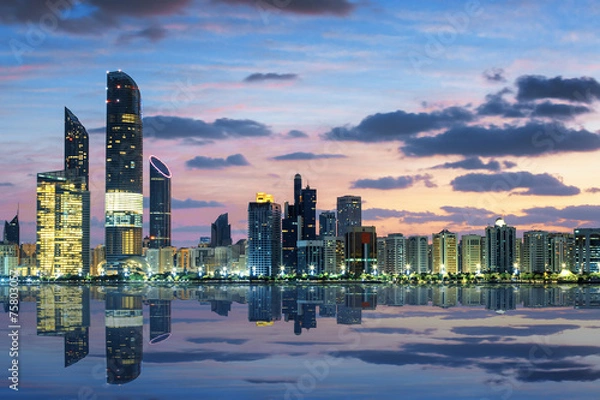 Obraz Widok na panoramę Abu Dhabi o zachodzie słońca