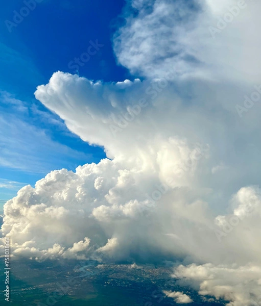 Obraz Great picture of a Cumulonimbus cloud over a city in France, captured from an airplane