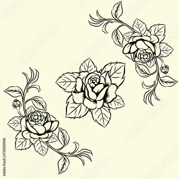 Obraz vector flowers for textiles in hand drawn style