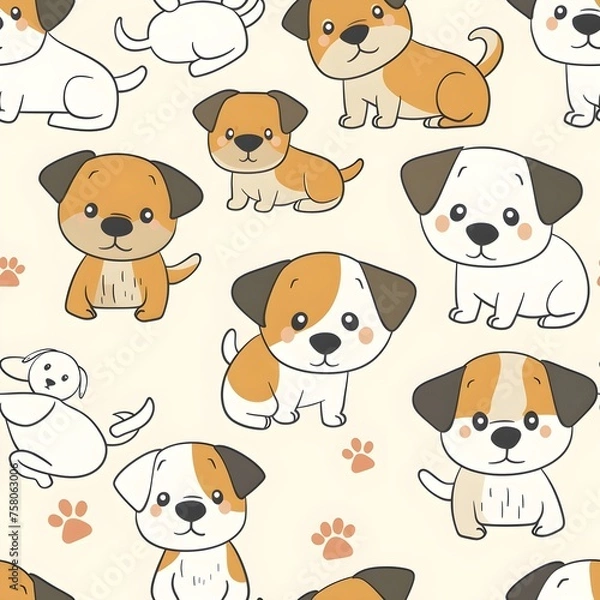 Obraz Seamless pattern with dogs