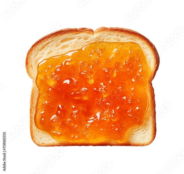 Fototapeta Photo of a delicious sandwich with orange marmalade isolated on a white background