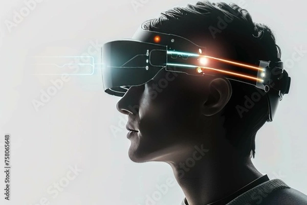 Fototapeta A conceptual design of a wearable brain-computer interface, illustrating the potential for direct neural communication with digital devices
