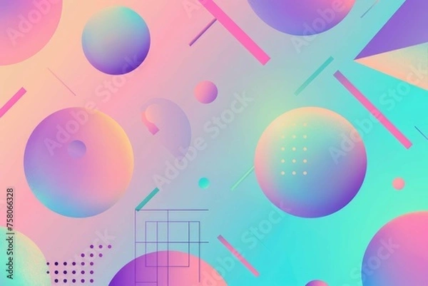 Obraz Smooth gradient with floating, digital geometric shapes