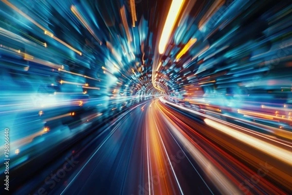 Obraz Ultra-modern digital streaks in a high-speed motion blur
