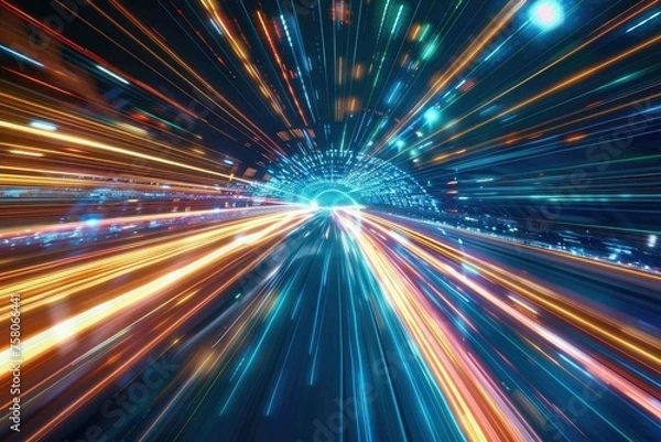 Obraz Ultra-modern digital streaks in a high-speed motion blur