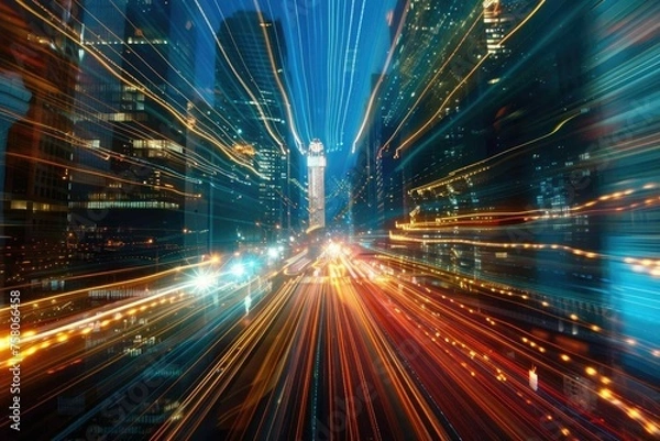 Obraz Ultra-modern digital streaks in a high-speed motion blur
