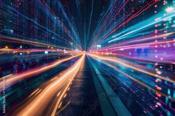 Obraz Ultra-modern digital streaks in a high-speed motion blur
