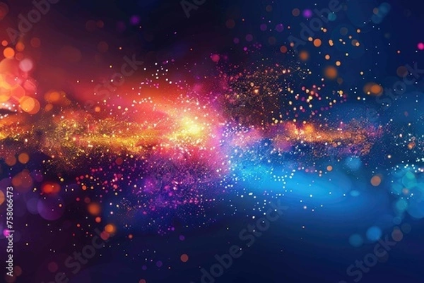 Obraz Vibrant, abstract pixel explosion on a darkened background