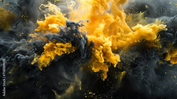 Fototapeta A mesmerizing backdrop of swirling smoke with abstract liquid effects and dripping wave textures, enhanced by vibrant and lively colors