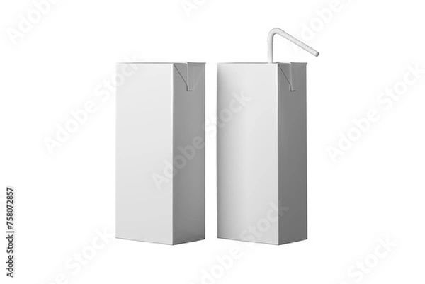 Fototapeta Juice pack mock-up. Small box on cutout background. .