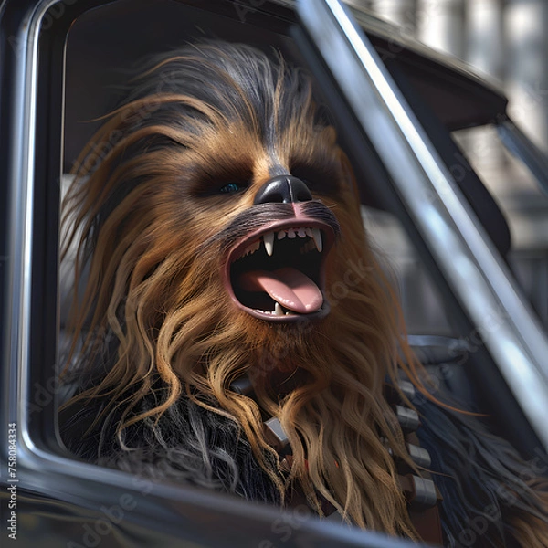 Fototapeta Wookiee Driving a Car generative ai
