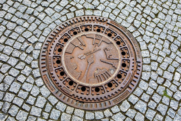 Fototapeta September 2022 - Popular Alexanderplatz square with iconic TV tower in Berlin, capital of Germany, Eu