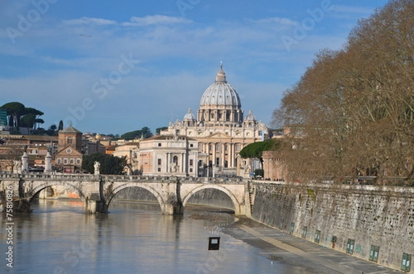 Obraz Saint Peter's Basilica, view from river Tiber,  Rome