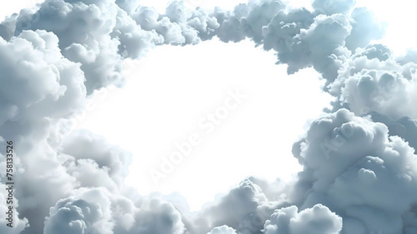 Fototapeta White background with clouds on the border.