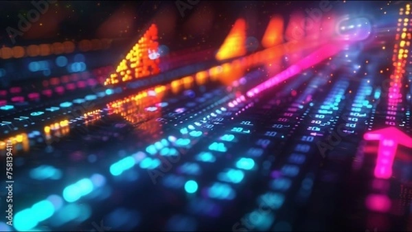 Fototapeta Arrow Chart Cyber Information Nodes Electronic Info Arrows