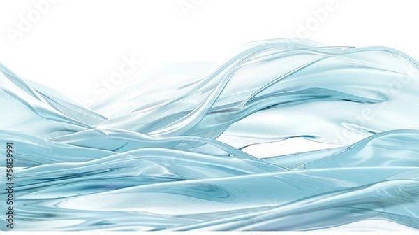 Fototapeta a horizontal light blue stream of water, meticulously designed to appear realistic against a white background, evoking a sense of tranquility and elegance. SEAMLESS PATTERN