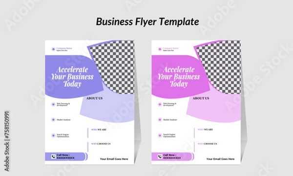 Fototapeta Unique geometric flyer design for company  , corporate , business farm , business as well as introduction way with  light blue and light pink background . 