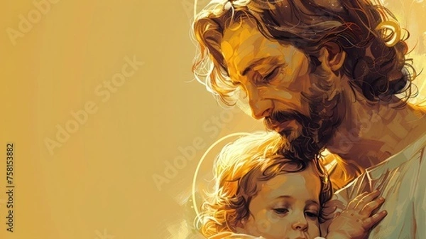 Fototapeta Greeting Card and Banner Design for Social Media or Educational Purpose of National St Joseph Day Background