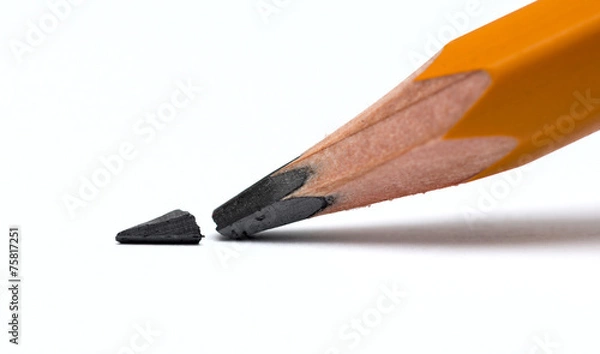 Fototapeta Broken head of sharp pencil on a white paper