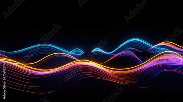 Fototapeta Neon lines creating an optical effect of movement