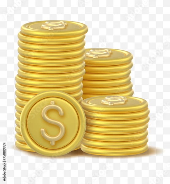 Fototapeta 3D Token Coin Icons stack
