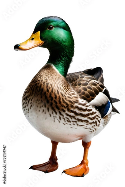 Fototapeta Generative AI full height duck isolated portrait no background 