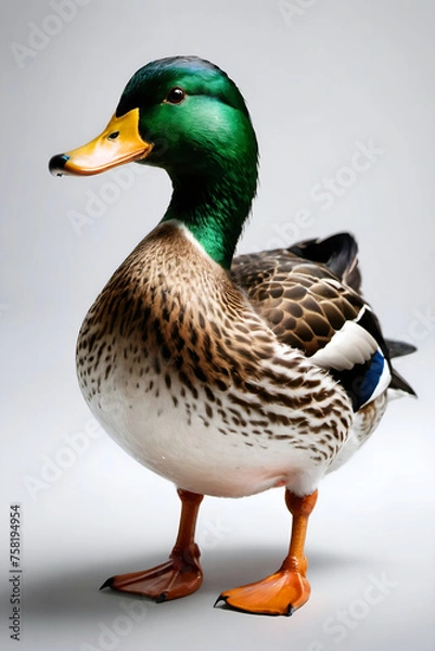 Fototapeta Generative AI full height duck isolated portrait 