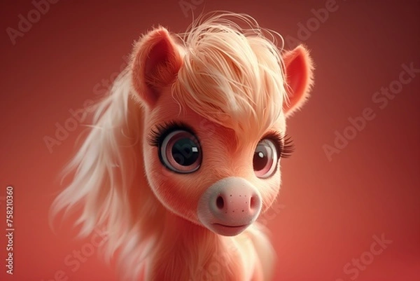 Obraz Cute Baby Horse Illustration Cartoon Art Design Generative AI