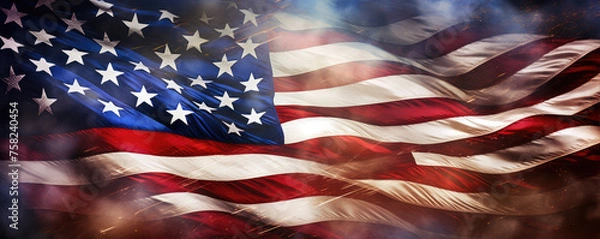 Obraz american bald eagle with usa flag on background