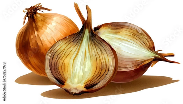 Obraz Gegrillte Zwiebel isoliert auf weißen Hintergrund, Freisteller 