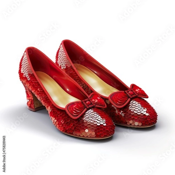 Fototapeta Cherry Red Ruby Slippers on a white background