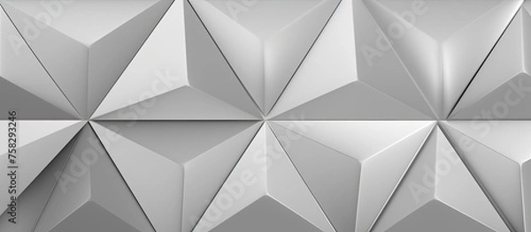 Fototapeta A close up of a white triangle pattern on a grey wall, showcasing creative arts through symmetry and monochrome photography. Tints and shades play a role in enhancing the monochrome pattern