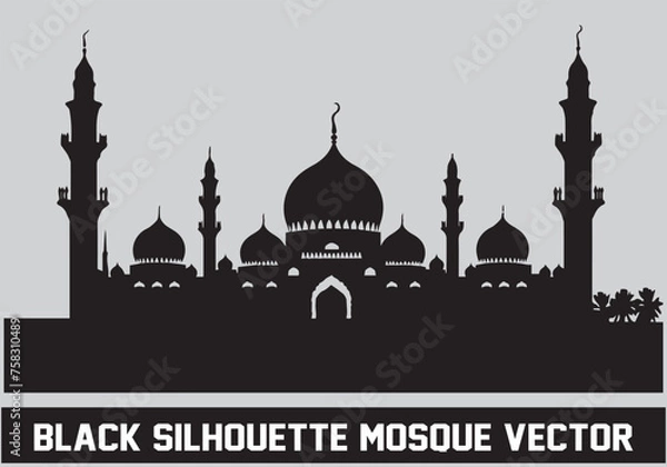Obraz Mosque silhouette black color for islamic design Vector