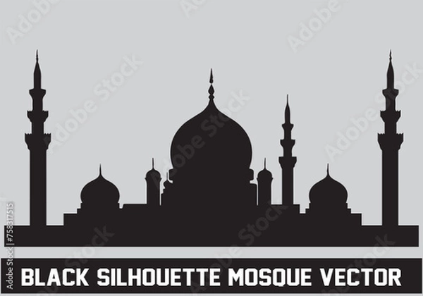 Obraz Mosque silhouette black color for islamic design Vector