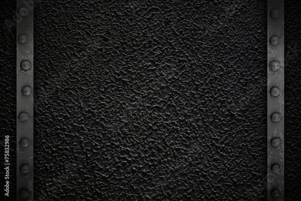 Fototapeta Black texture with metal frame