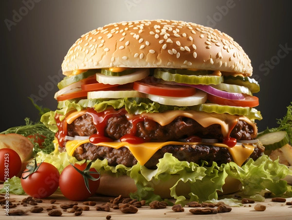 Fototapeta hamburgers on a white background that have lettuce