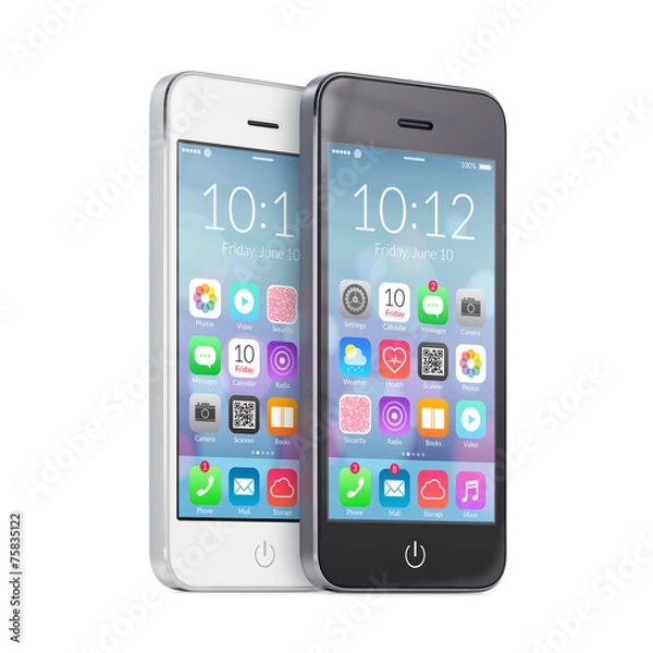 Obraz Black and white smartphones with flat design OS