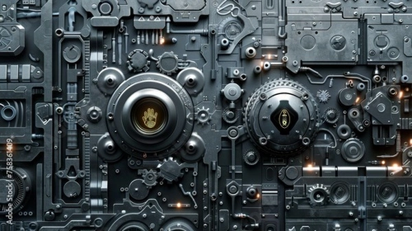 Fototapeta abstract metallic security mechanism background