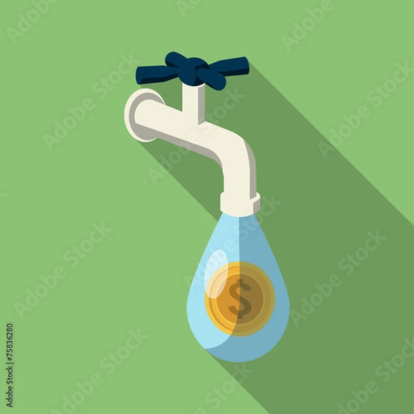 Fototapeta Dripping Tap with  Coins