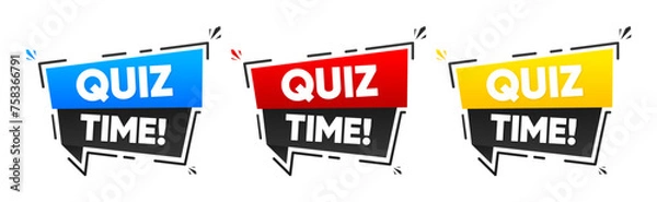Fototapeta Quiz Time. Badge on various color. Quiz logo. Quiz emblem for business, marketing and advertising. Vector illustration.