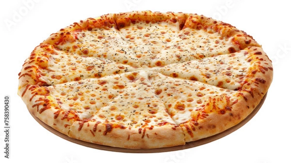 Obraz Four Cheese Pizza isolated on transparent png background. Generative ai 
