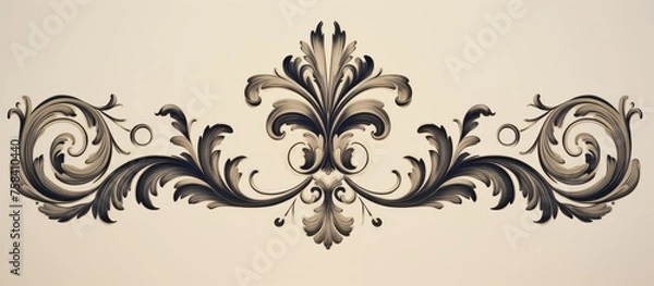 Fototapeta a floral design with swirls and leaves on a white background . High quality