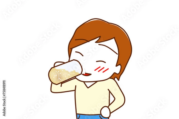 Obraz （上半身斜め）ビールをグビグビ美味しく飲んで酔っ払う白人男性