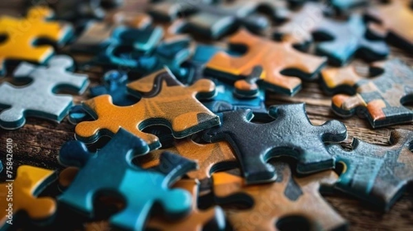 Fototapeta Dropshipping puzzle affiliate marketing pieces fitting together generative ai images