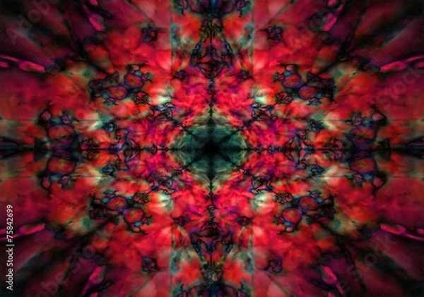 Fototapeta Red and black kaleidoscope pattern