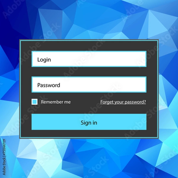 Obraz Polygonal blue login form.