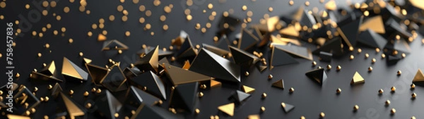 Fototapeta Golden Geometry: Scandinavian Style Vector Frame in Charcoal and Gold