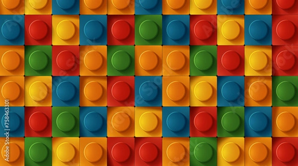 Fototapeta Plastic construction blocks. Seamless vector.