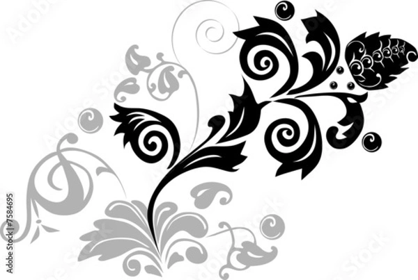 Obraz black and light gray ornament