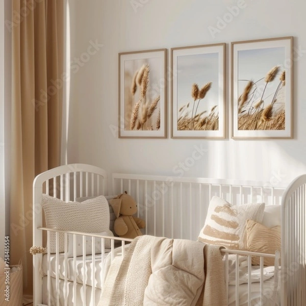 Obraz Abstract Art Display: Vibrant Painting on Bench in Living Room, high-resolution (300 dpi)